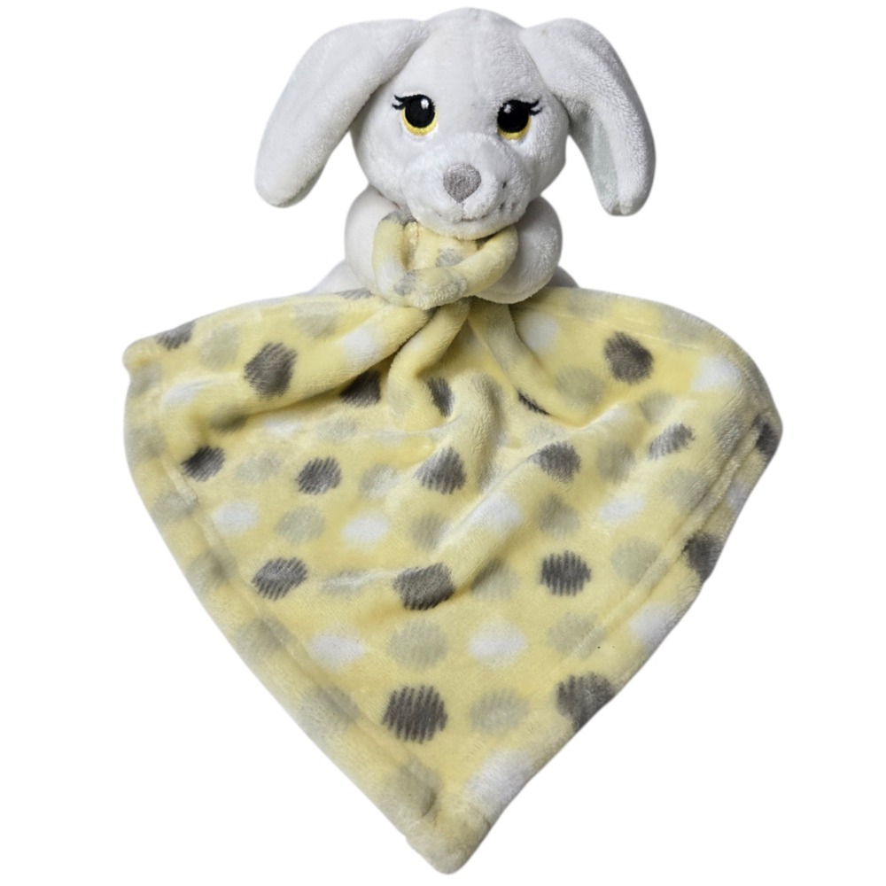 Little Beginnings Bunny Rabbit Lovey Security Blanket Yellow Polka Dot Baby Toy‎